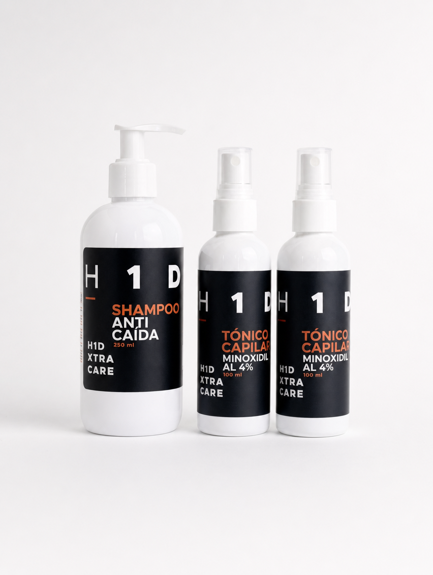 Kit Tónico Capilar H1D XTRA CARE 2 Meses | Minoxidil 4% + Shampoo Anticaída de Regalo - Image 4