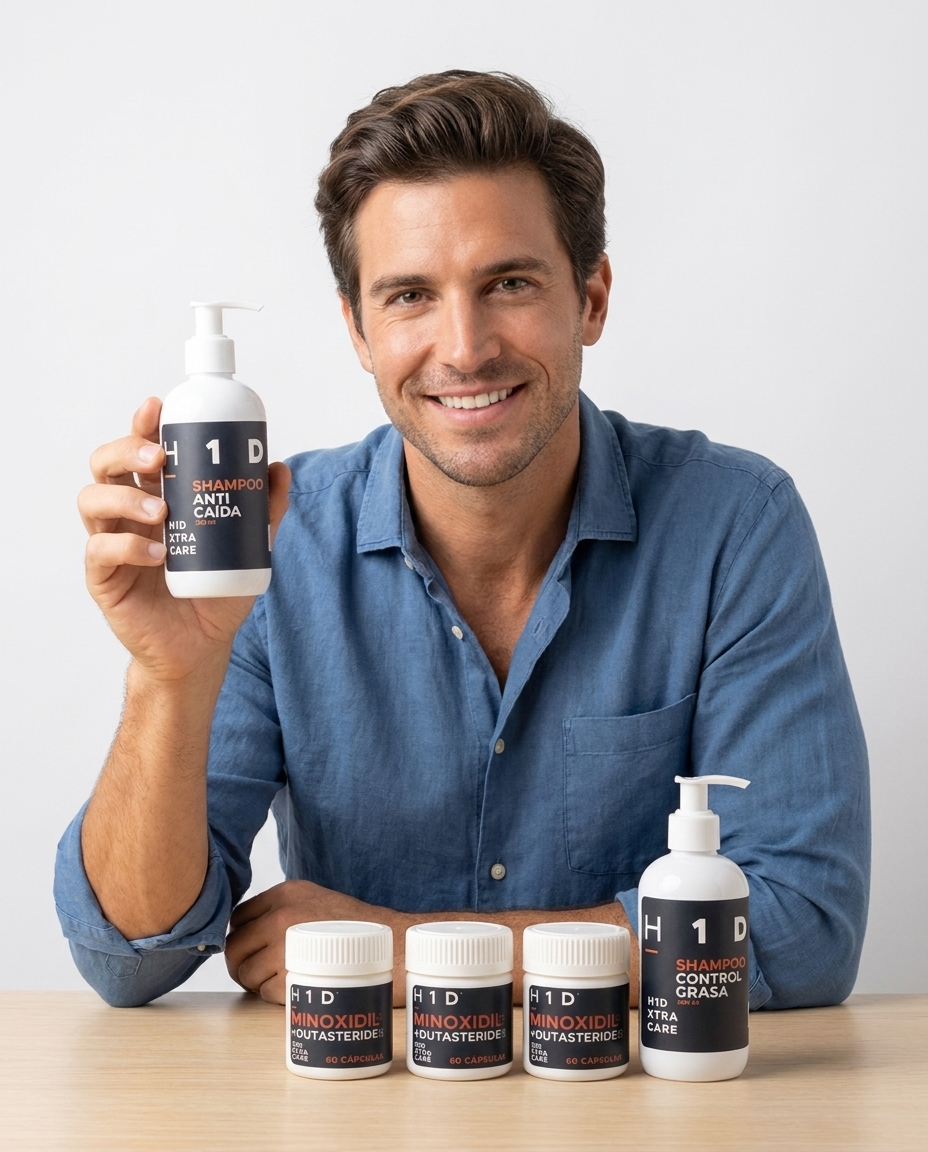 Kit Tratamiento Capilar Oral H1D XTRA CARE 6 Meses | Minoxidil + Dutasteride y 2 Shampoos de Regalo - Image 2