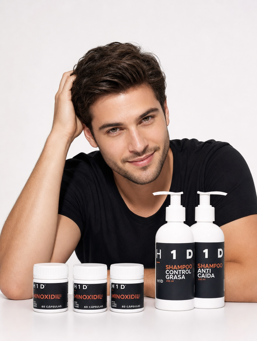 Kit Tratamiento Capilar Oral H1D XTRA CARE 6 Meses | Minoxidil y 2 Shampoos de Regalo - Image 2