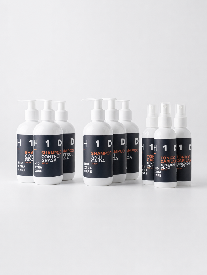 Kit Tratamiento Tópico Completo H1D XTRA CARE 3 Meses | Anticaída, Control Grasa + Tónico con Minoxidil y 3 Productos de Regalo - Image 3