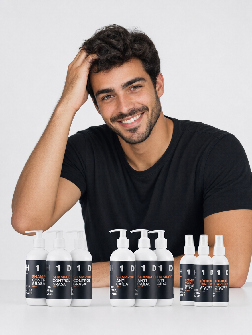 Kit Tratamiento Tópico Completo H1D XTRA CARE 3 Meses | Anticaída, Control Grasa + Tónico con Minoxidil y 3 Productos de Regalo - Image 2