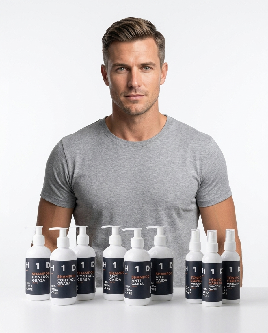 Kit Tratamiento Tópico Completo H1D XTRA CARE 3 Meses | Anticaída, Control Grasa + Tónico con Minoxidil y 3 Productos de Regalo - Image 5