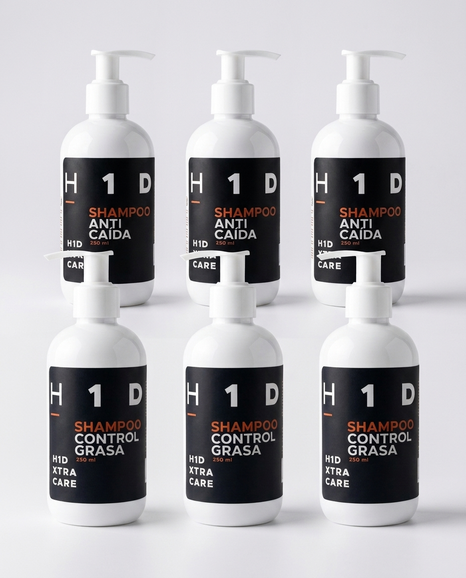 Kit Tratamiento Tópico H1D XTRA CARE 3 Meses | Anticaída + Control Grasa y 2 Shampoos de Regalo - Image 4