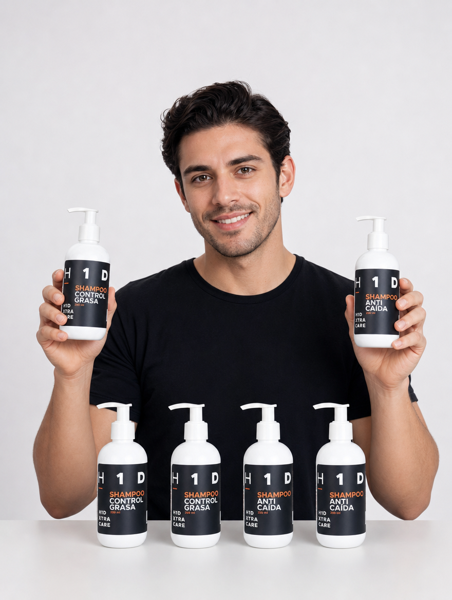 Kit Tratamiento Tópico H1D XTRA CARE 3 Meses | Anticaída + Control Grasa y 2 Shampoos de Regalo - Image 2