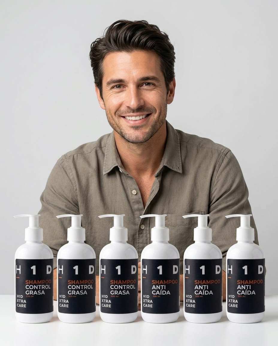 Kit Tratamiento Tópico H1D XTRA CARE 3 Meses | Anticaída + Control Grasa y 2 Shampoos de Regalo - Image 3